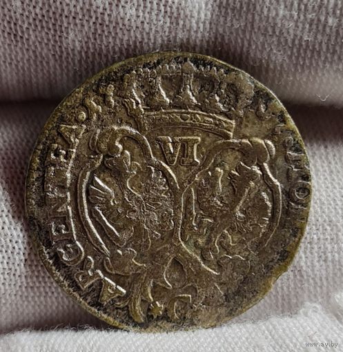 С РУБЛЯ! много лотов, 6 грошей шестак 1757 года, Пруссия