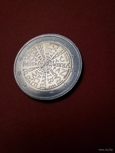 2 евро 2023 Португалия. Юбилейные. Мир между народами. С рубля. (09)