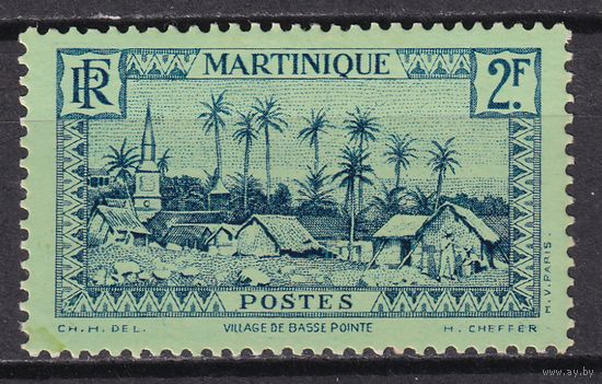 10.FrK. Франция. Колонии. Мартиника. Местные мотивы. 1933 г. 2 Fr. Mi.#150.