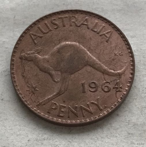 Австралия 1 пенни 1964 Елизавета II (Перт - с точкой) - последний год чекана!