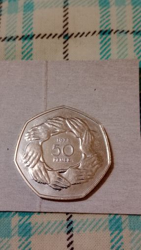 Великобритания 50 пенсов 1973 вступление в Ес
