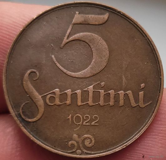 5 сантим 1922 года . Брак, раскол штемпеля