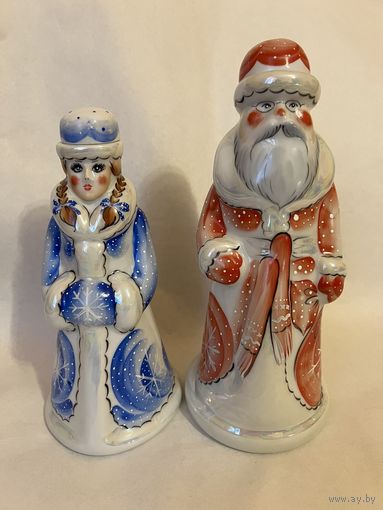РЕДКИЕ!  Добрушский фарфор! "Дед Мороз и Снегурочка" одним лотом.
