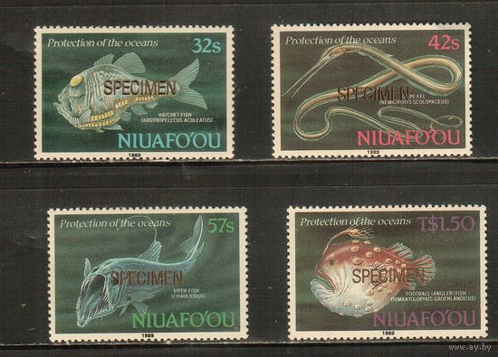 Ниуафооу-1989 (Мих.135-138) , ** , Морская фауна, Рыбы(полная серия), SPECIMEN