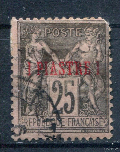 Французская почта в Османской империи (Французский Левант) - 1886г. - аллегория, надпечатка 1 Piastre - 1 марка - полная серия, гашёная [Mi 4]. #1-Fr-57-KB-1