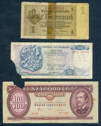 Сборный лот 3 шт. (Греция 50 драхм 1978 г., Венгрия, Германия)