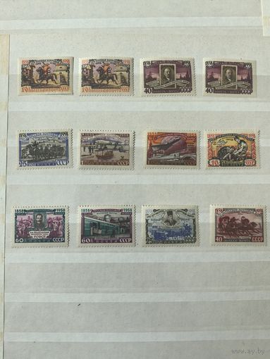 Лот чистых марок Сто лет русской марке 1958 год