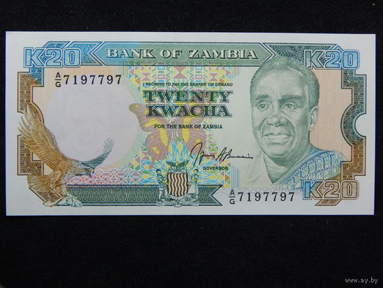 Замбия 20 квача 1989-91г. UNC
