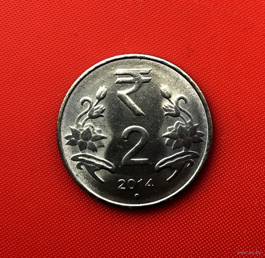 25-06 Индия, 2 рупии 2014 г. (не частый м. д. Ноида, для этого года)