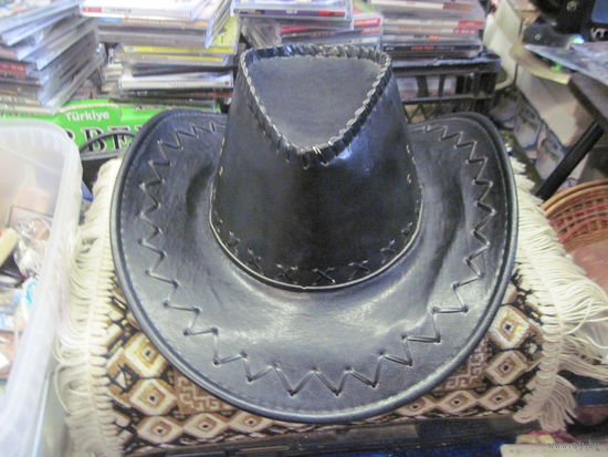 Шляпа ковбойская кожаная 59 размера.