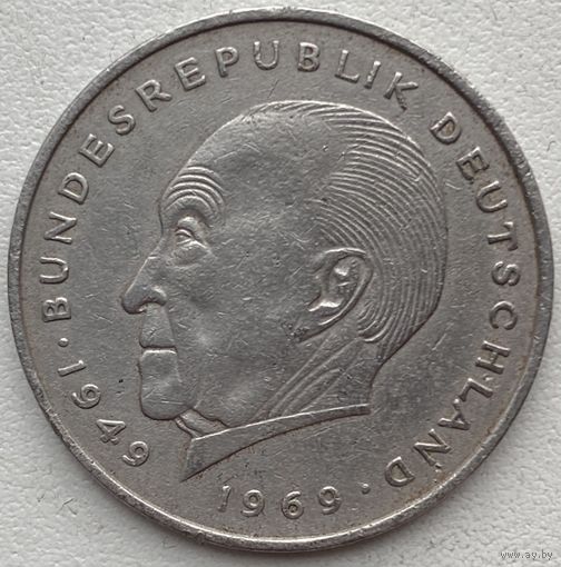 Германия 2 марки 1973 г. J. Конрад Аденауэр