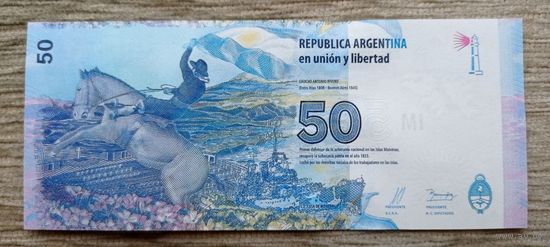 Werty71 Аргентина 50 песо 2015 UNC банкнота Мальвинские острова