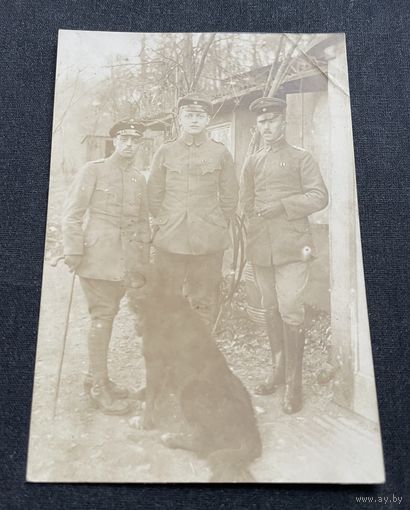 Фотооткрытка 1 Мировая война / Немецкие офицеры полевая униформа образца M1910 / подписана 1918