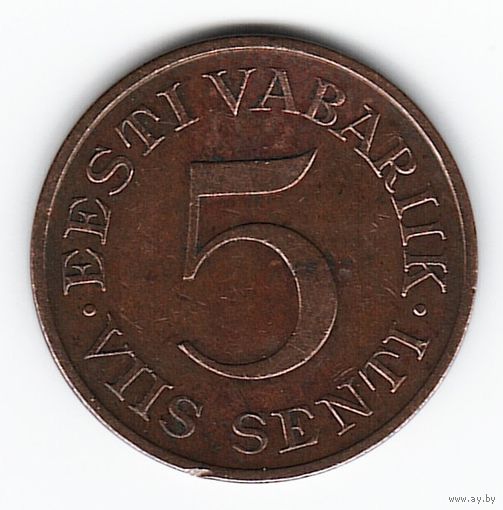 Эстония 5 сентов 1929 г. Br _состояние XF