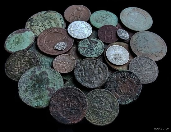 С РУБЛЯ 34 МОНЕТЫ РОССИЙСКОЙ ИМПЕРИИ (МЕДЬ, СЕРЕБРО)