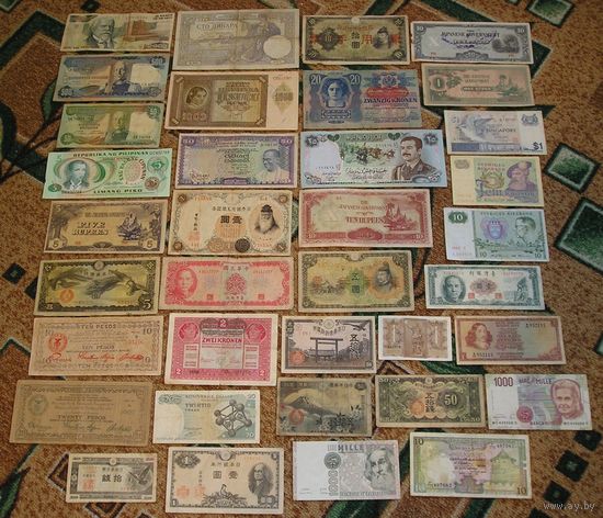 Красивый Лот х 36 разных банкнот