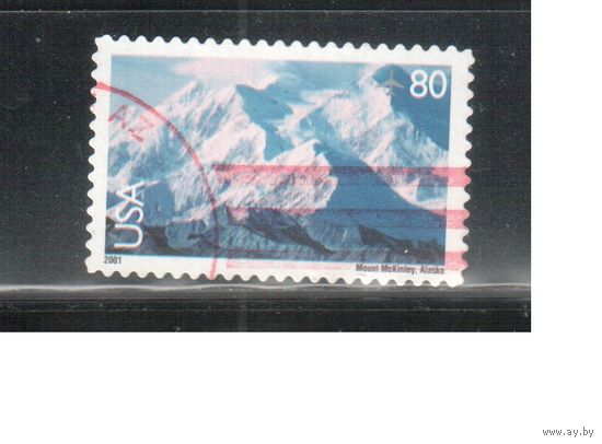 США-2001 (Мих.3449) , гаш , Стандарт, Ландшафты, Гора Мак-Кинли, Аляска(одиночка),(2)