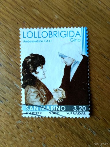 Сан-Марино. Джина Лоллобриджида. Высокий номинал. Из серии. 2007 (5)