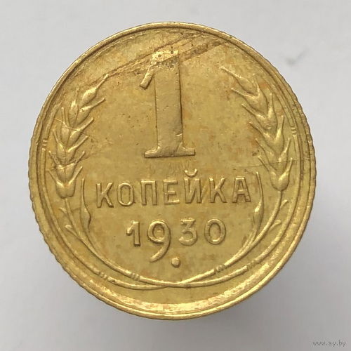 Брак "Раскол + Слоение" # - 1 копейка 1930 г.