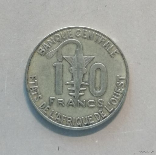 Западная Африка (ВСЕАО) 10 франков, 2012 г., КМ# 10