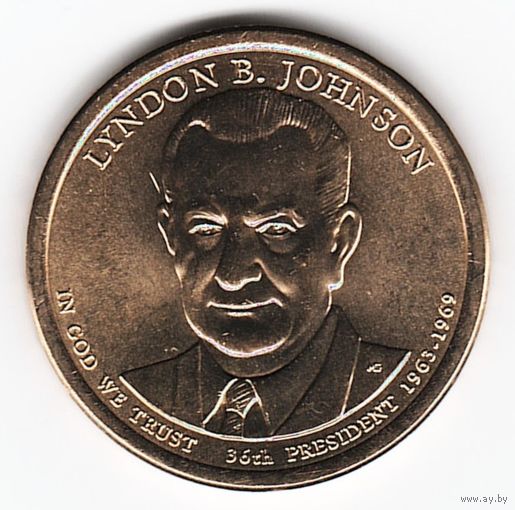 1 доллар США 2015 год 36-й Президент Линдон Джонс двор D _состояние UNC