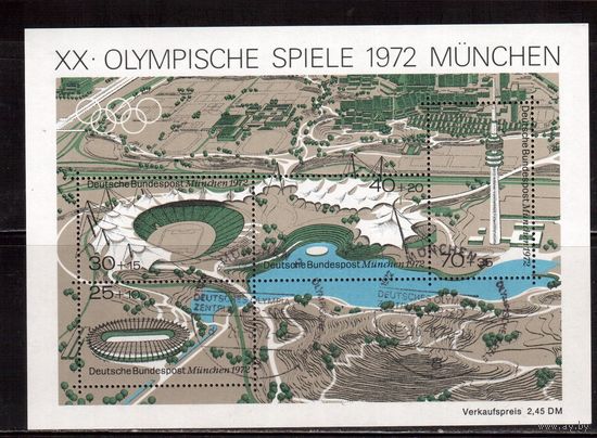 Германия(ФРГ)-1972,(Мих.Бл.7)  *  (след от накл.) , Спорт, ОИ-1972