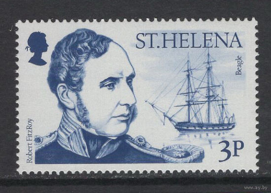 Остров Святой Елены /ST. HELENA 1986** Корабль, Роберт Фицрой, офицер Королевского ВМФ Великобритании, генерал-губернатор Новой Зеландии, Mi 453