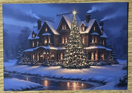 Открытка новогодняя чистая 10х15 см.