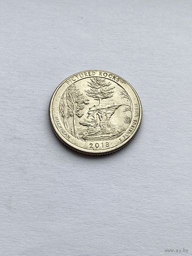 25 центов 2018 г., Национальные озерные побережья живописных камней, штат Мичиган, США