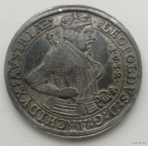 1 талер 1632 год, серебро, Тироль. Леопольд V, Австрия,