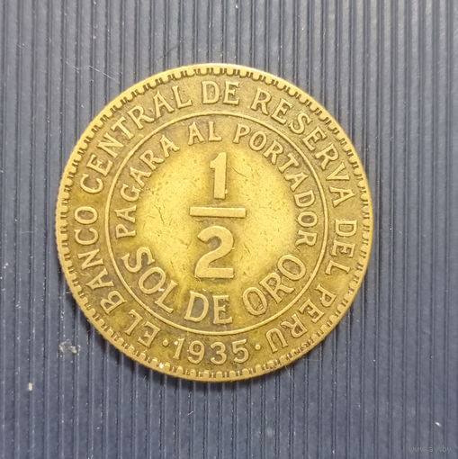 Перу 1/2 соль де оро 1935 год нечастая монета