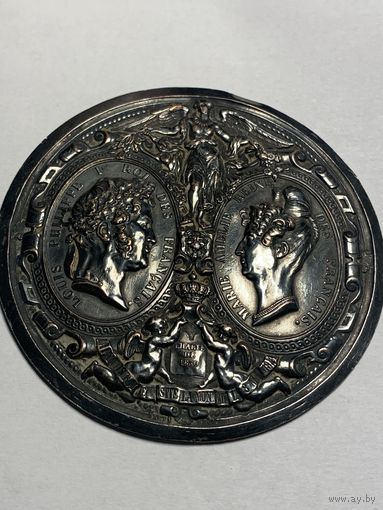 Редкая мемориальная медаль Луи-Филипп и Мари Амели 1830 г.