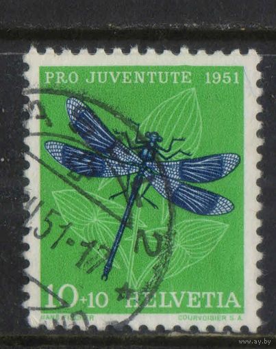 Швейцария 1951 В пользу фонда поддержки прав и потребностей швейцарских детей и молодежи Стрекоза Красотка блестящая #562