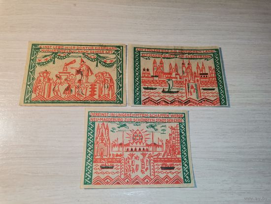 Нотгельды номиналом 50 пфениннгов , 1921 года, город Магдебург, Германия.