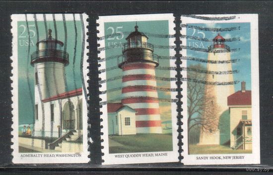 США-1990, (Мих.2085-2089),   гаш. , Маяки , 3 марки(2)