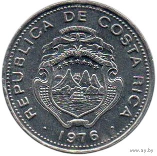 Республика Коста-Рика. 50 сентимо 1976. Корабль. Парусник.