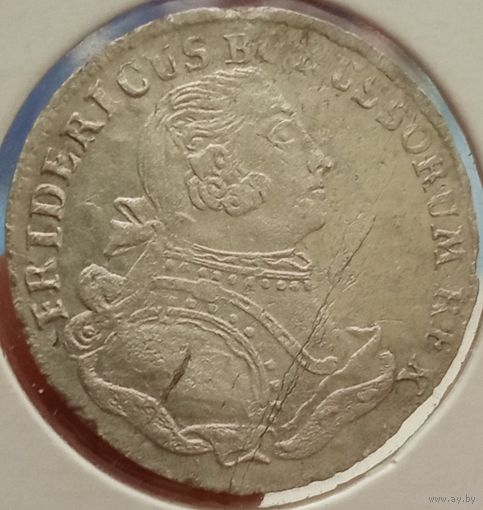 Пруссия. 1756г. Фридрих Великий. 6 грошей. Аукцион с рубля без минимальный цены.