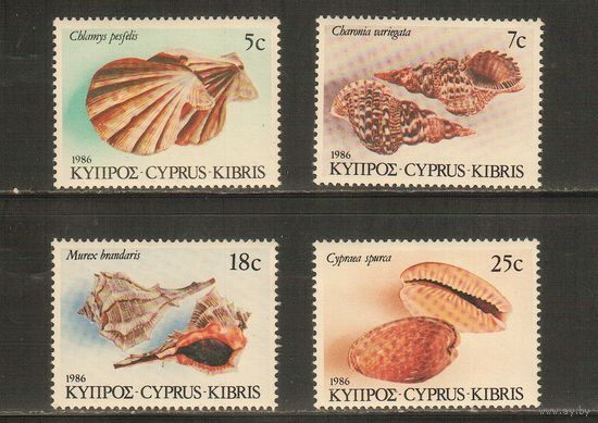 Кипр-1986(Мих.657-660) , ** , Морская фауна, Раковины,  (полная серия)