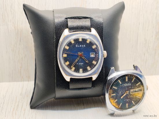 Механические часы Слава 2шт.+ Новый ремешок-одним лотом. НА РЕМЕШКЕ-ОБСЛУЖЕНЫ!