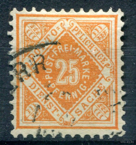 Королевство Вюртемберг - 1896/06г. - Служебные марки тип I. 25 Pf - 1 марка - гашёная [Mi 106]. #1-Wu-20-A-1
