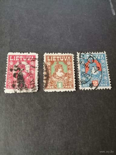 Литва 1921 Неполная серия марок "Стандарт" (гашеные без клея) Mi.91,95-96 каталог 0.60 евро