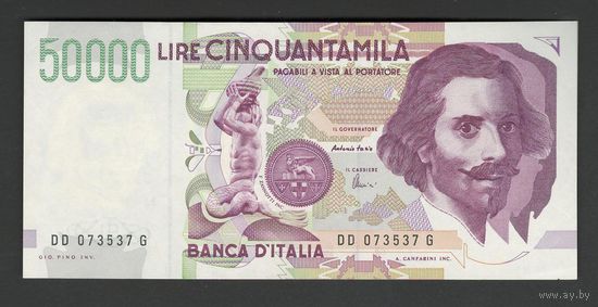 Италия 50000 лир 1992 года. Fazio & Amici. Тип Р-116c. Состояние XF+