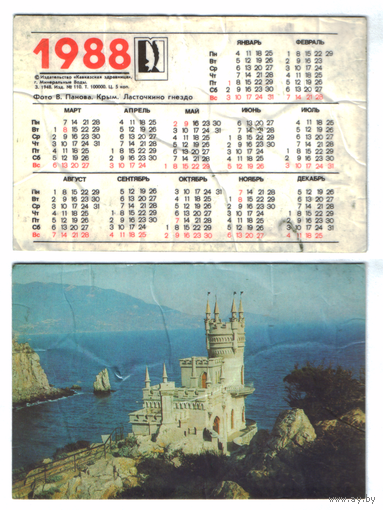 Календарь Ласточкино гнездо 1988