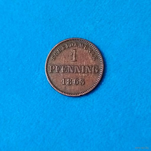 1 пфенниг (1863г.) Бавария. Сохран!