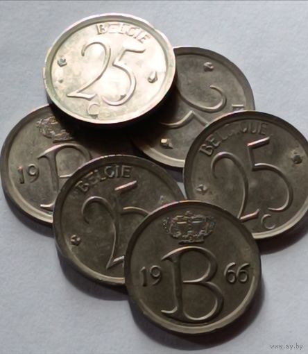Бельгия. 25 сантимов 1966 года.