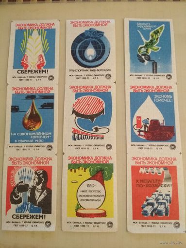 Спичечные этикетки ф.Байкал. Экономика должна быть экономной.1982 год