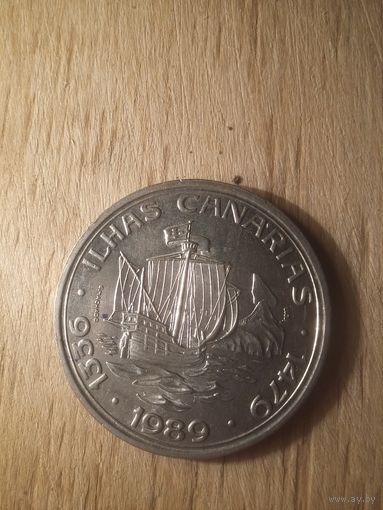 Монета Португалия 1989г. 100 эскудо штемпельная яркая UNC можно заслабировать, с рубля