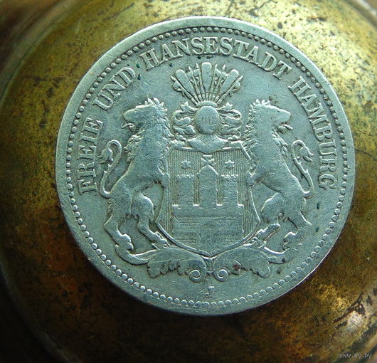 Германская империя 2 марки 1878 Гамбург.