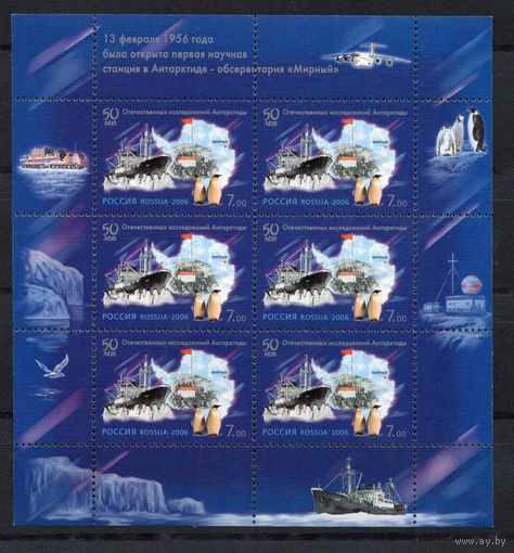 Россия 2006. 50 лет исследований Антарктиды. Флот. Малый лист 1072 (558)