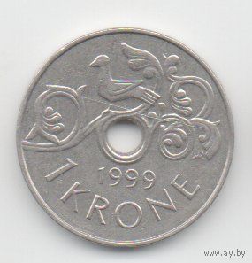 КОРОЛЕВСТВО НОРВЕГИЯ. 1 КРОНА 1999. ПТИЦА